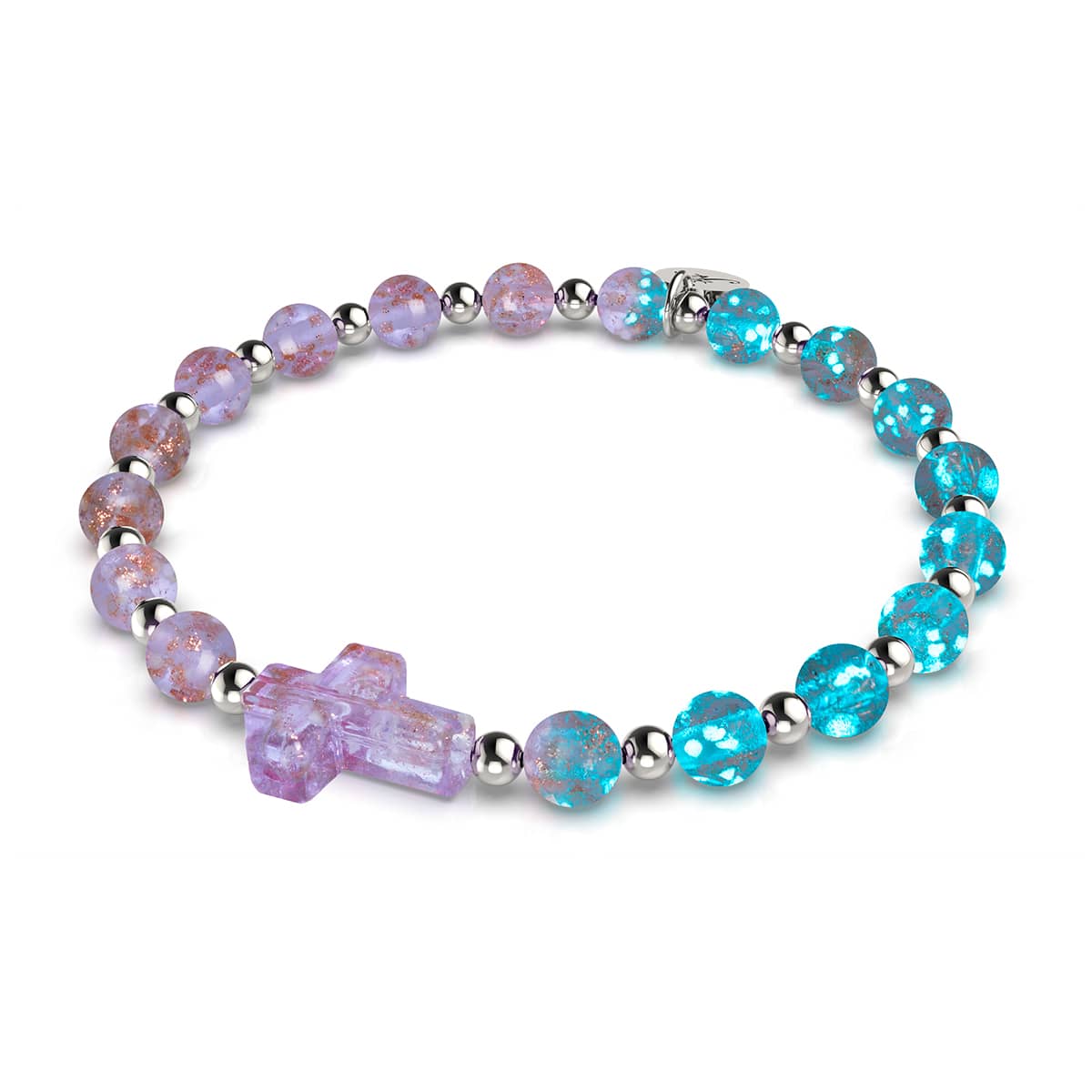 Lilas | Argent | Bracelet croix en verre Firefly