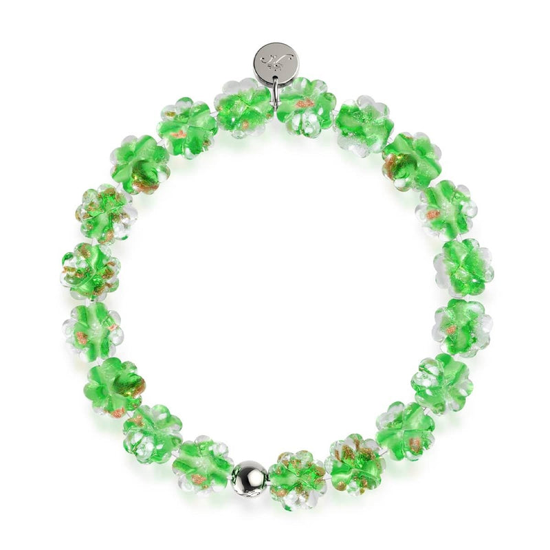 Bracelet Trèfle Lumineux | Argent | Trèfle en Verre Luciole