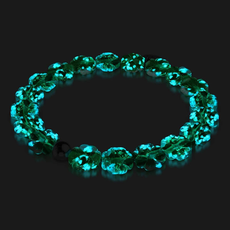Bracelet Trèfle Lumineux | Argent | Trèfle en Verre Luciole