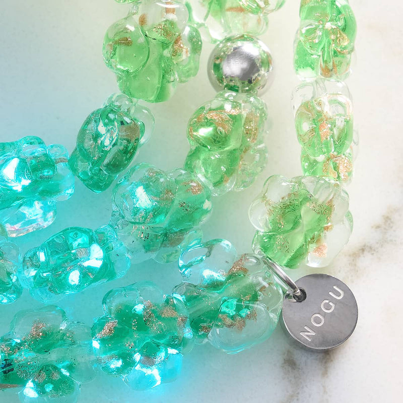 Bracelet Trèfle Lumineux | Argent | Trèfle en Verre Luciole