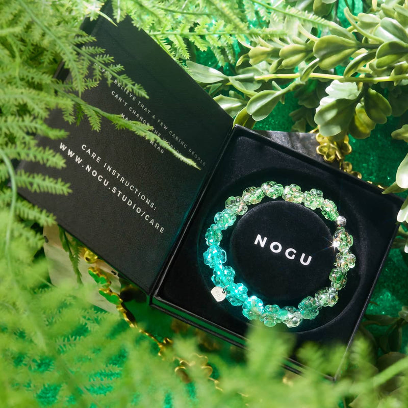 Bracelet Trèfle Lumineux | Argent | Trèfle en Verre Luciole