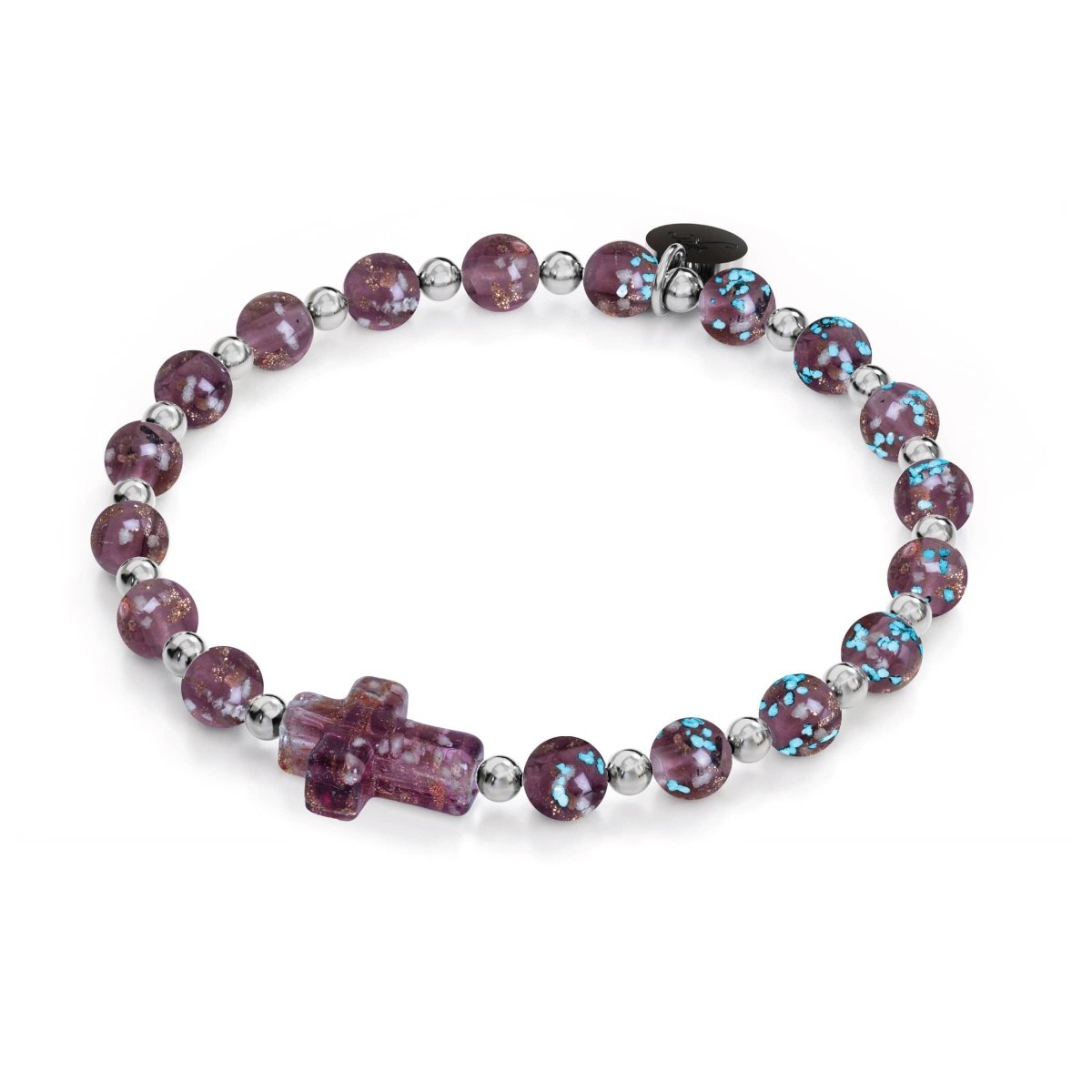 Merlot | Argent | Bracelet croix en verre Firefly
