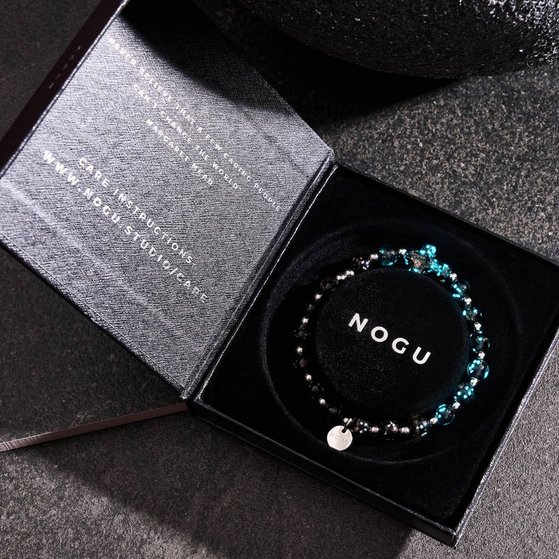 Obsidian | Silver | Firefly Glass Cross Bracelet