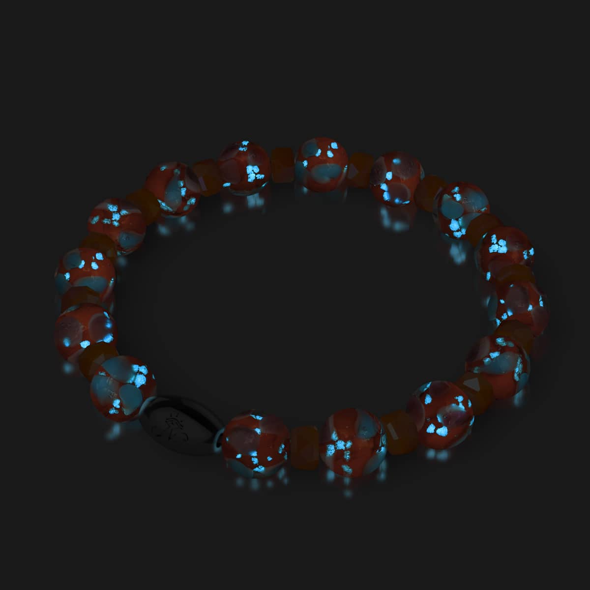 Orchidée orange | Argent sterling 925 | Bracelet en verre Firefly Blossom