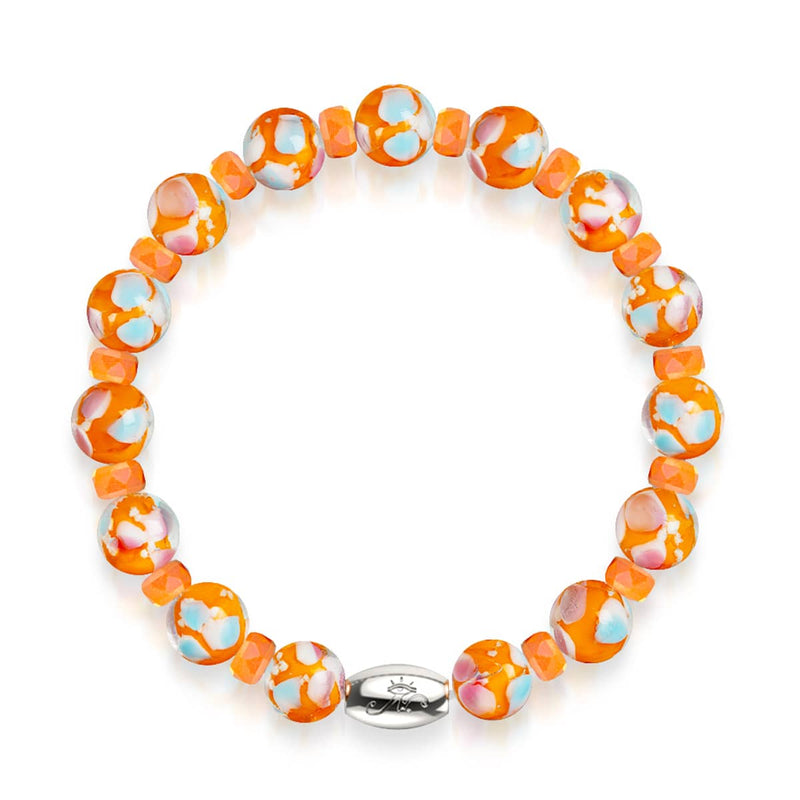 Orchidée orange | Argent sterling 925 | Bracelet en verre Firefly Blossom