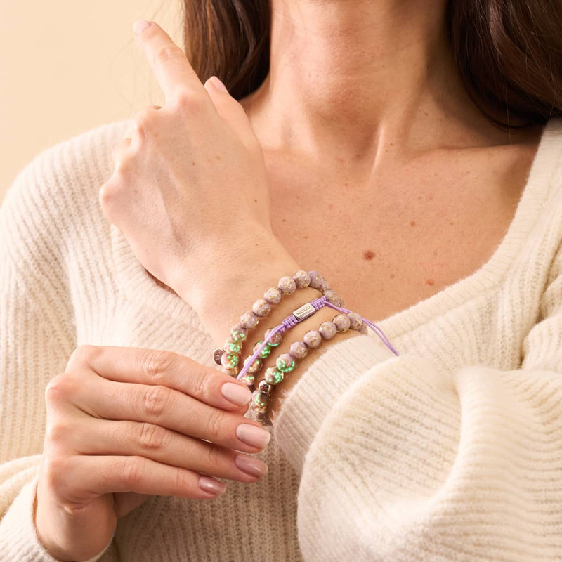 Pervenche | Argent | Bracelet macramé verre luciole