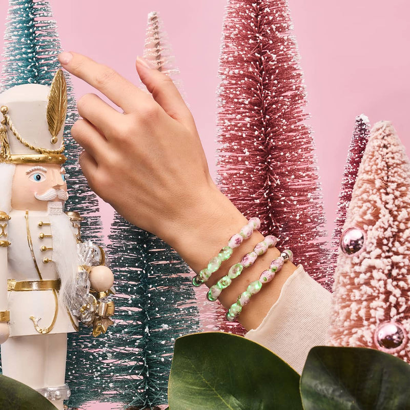 Roses roses | Argent sterling 925 | Bracelet de jardin en verre Firefly