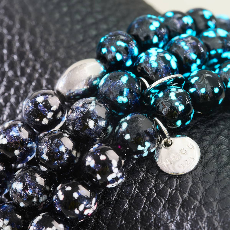 Bracelet en verre Firefly | Argent sterling 925 | Noir absolu
