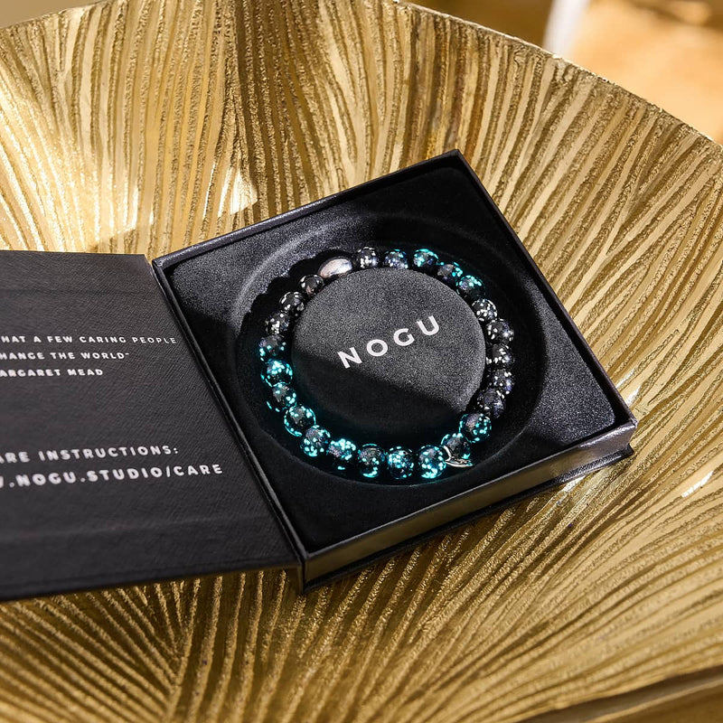 Bracelet en verre Firefly | Argent sterling 925 | Noir absolu