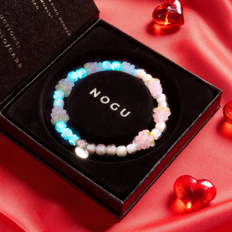 Bracelet à pois roses | Argent sterling 925 | Bracelet en verre Firefly Berry