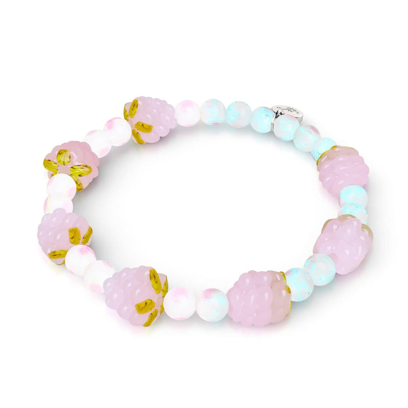 Bracelet à pois roses | Argent sterling 925 | Bracelet en verre Firefly Berry