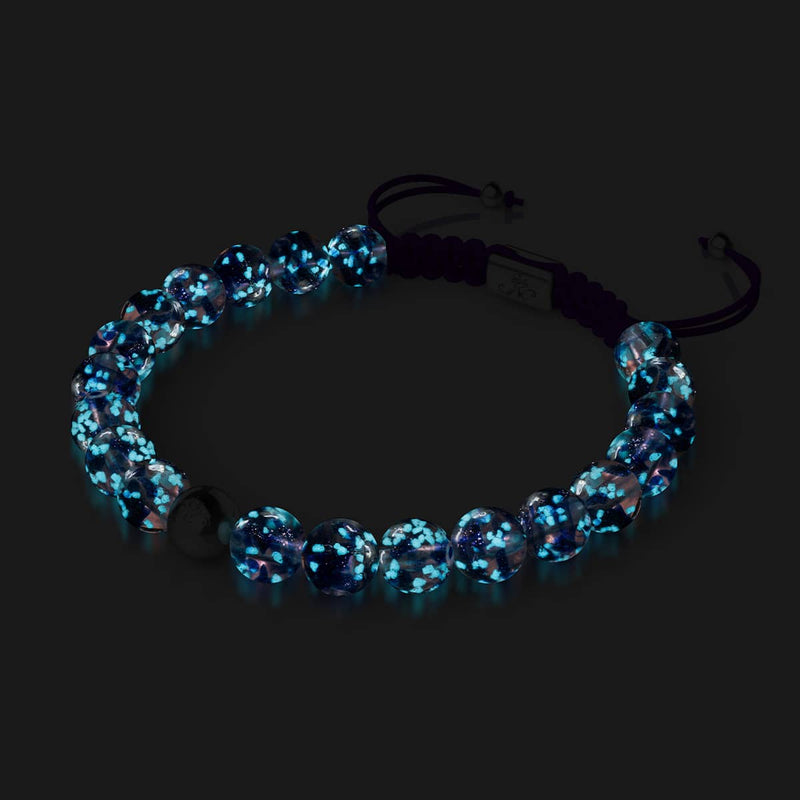 Purple Elixir | Argent | Bracelet en macramé en verre Firefly
