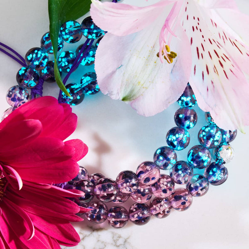 Purple Elixir | Argent | Bracelet en macramé en verre Firefly