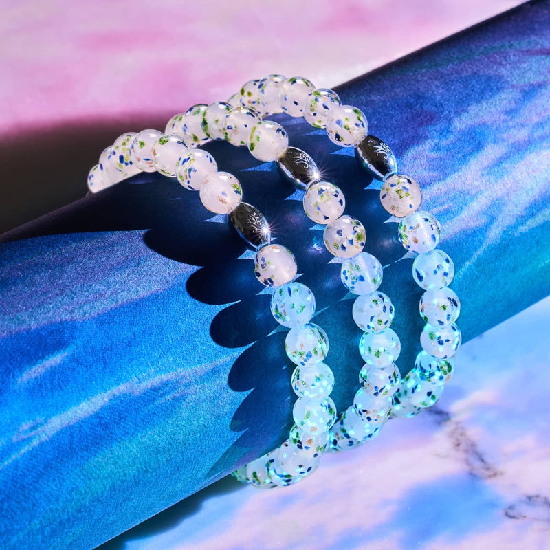 Succulente violette | Argent sterling 925 | Bracelet en verre Firefly