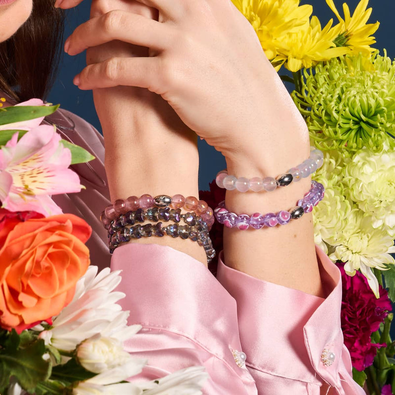 Bracelet Love en verre Firefly en argent sterling 925 violet x rose