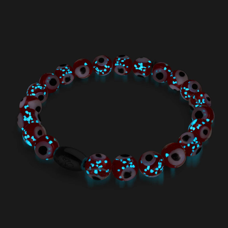 Bracelet en verre Firefly Evil Eye en argent sterling 925 rouge