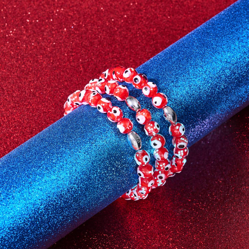 Bracelet en verre Firefly Evil Eye en argent sterling 925 rouge