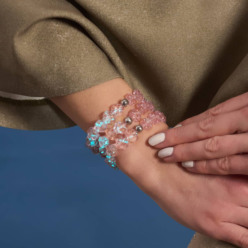 Rosewater | Silver | Firefly Glass Clover Bracelet