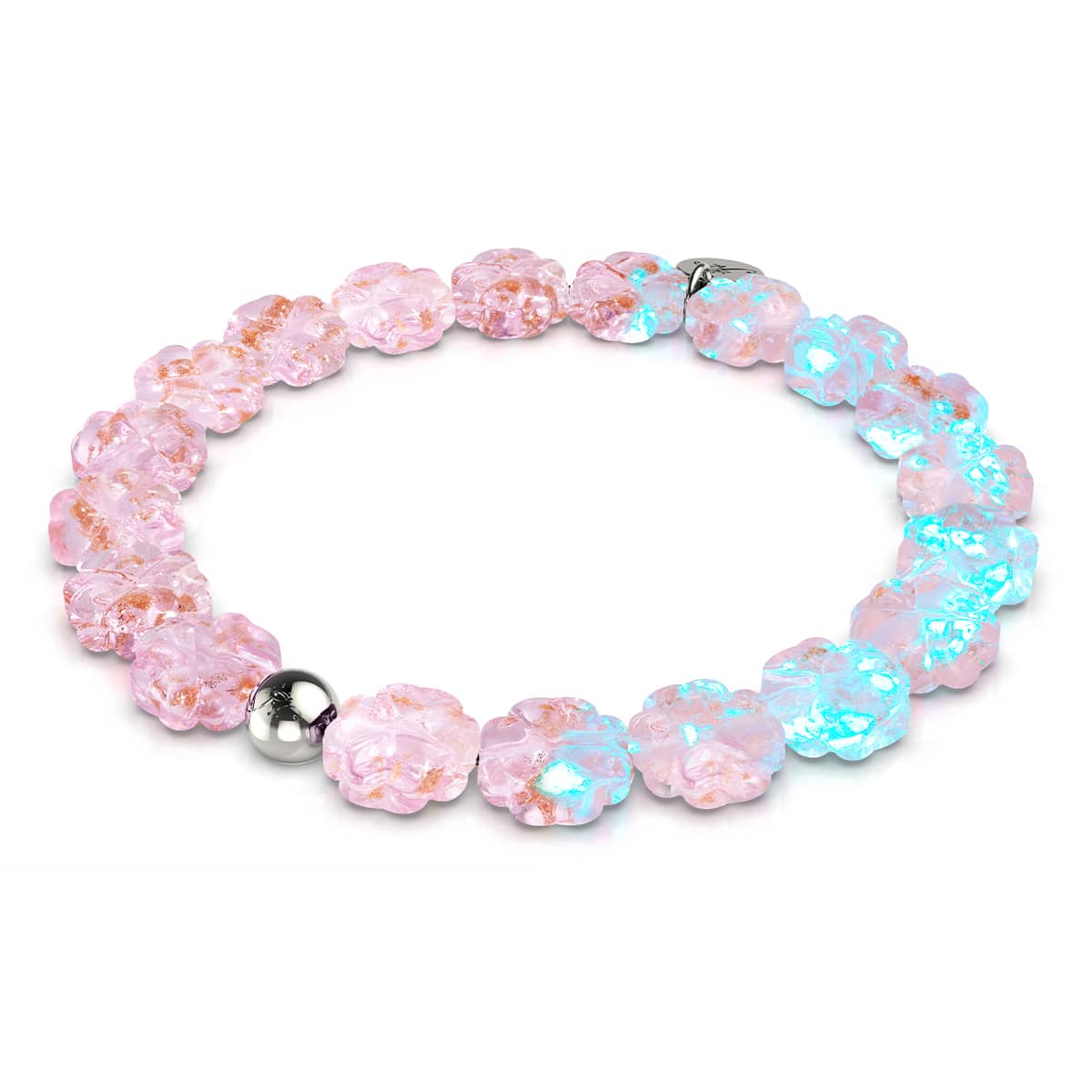 Eau de rose | Argent | Bracelet trèfle en verre Firefly
