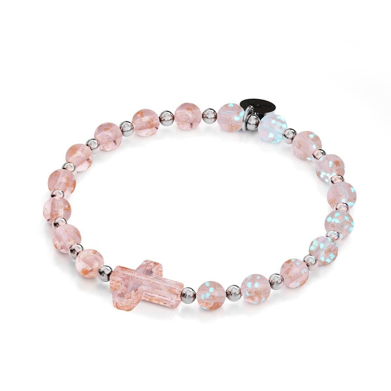 Eau de rose | Argent | Bracelet en verre Firefly Cross