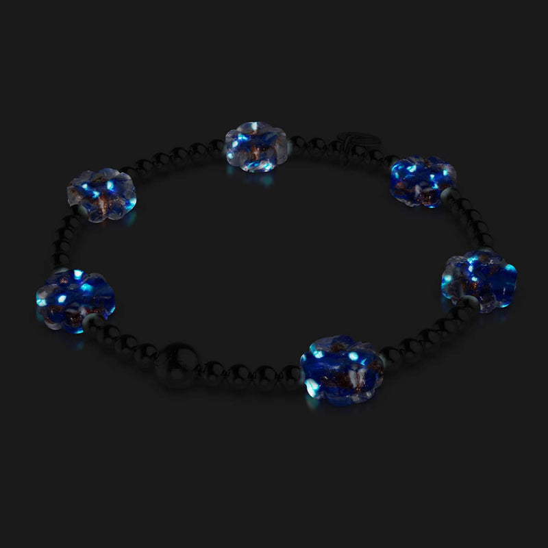 Sapphire | Silver | Firefly Glass Clover Essence Bracelet