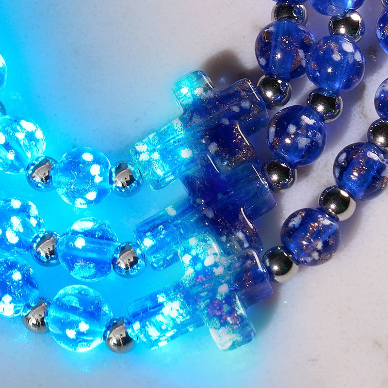 Sapphire | Silver | Firefly Glass Cross Bracelet