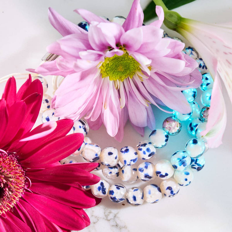 Vagues étoilées | Argent | Bracelet en macramé en verre Firefly