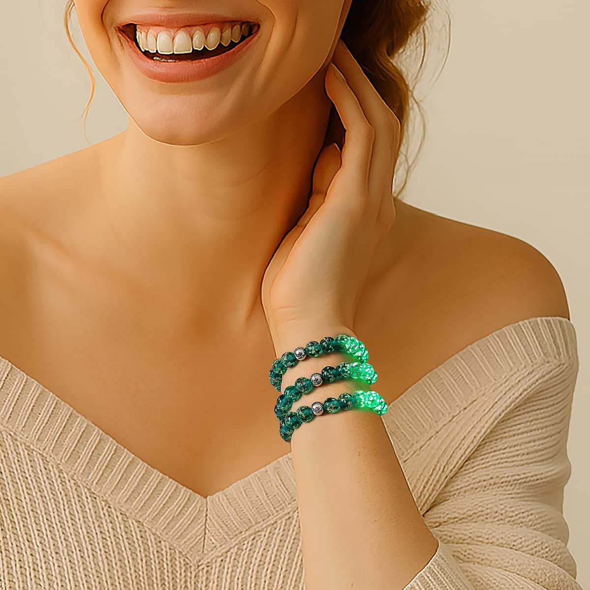 Teal | .925 Sterling Silver | Firefly Glass Bracelet