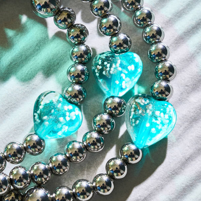 Teal | Firefly Glass Hearts Essence Bracelet
