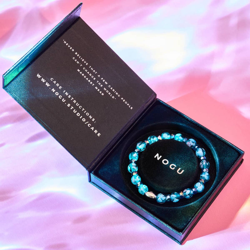Orchidée turquoise | Argent sterling 925 | Bracelet en verre Firefly