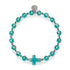 Bracelet en verre Firefly Cross bleu sarcelle | argent