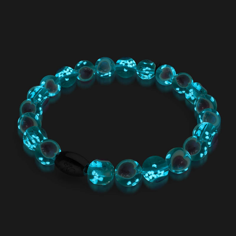 Bracelet Love en verre Firefly en argent sterling 925 bleu sarcelle x rose