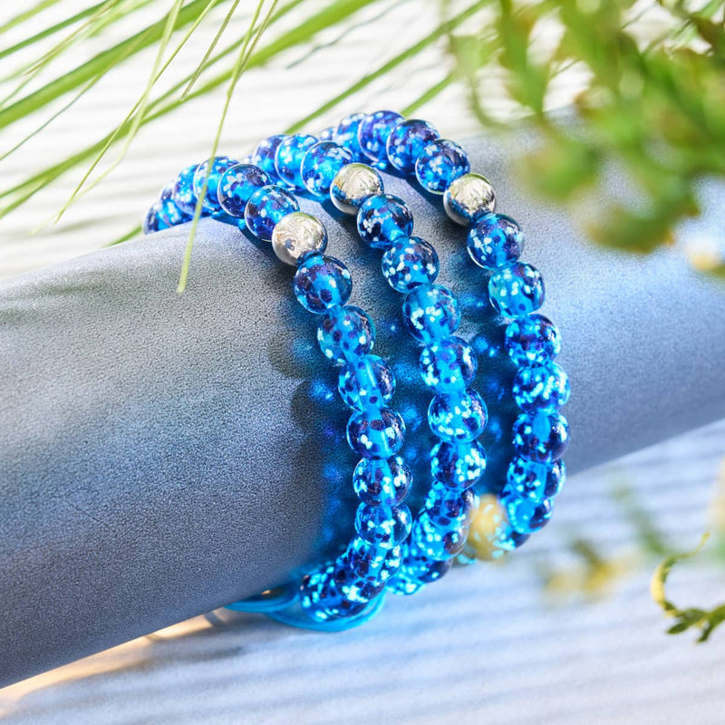 Bracelet en macramé en verre Firefly | Argent | Flamme Topaze