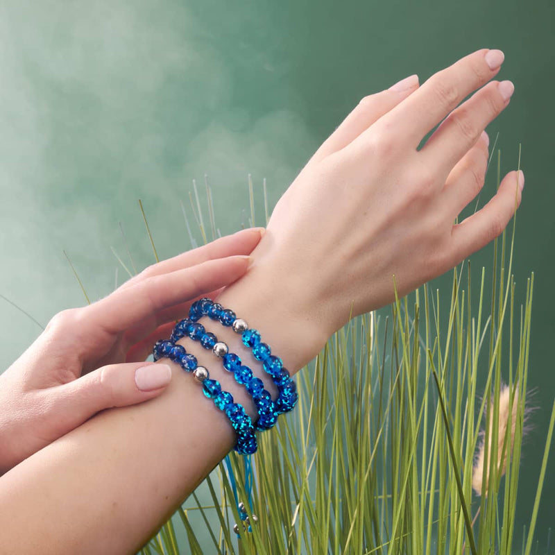 Bracelet en macramé en verre Firefly | Argent | Flamme Topaze