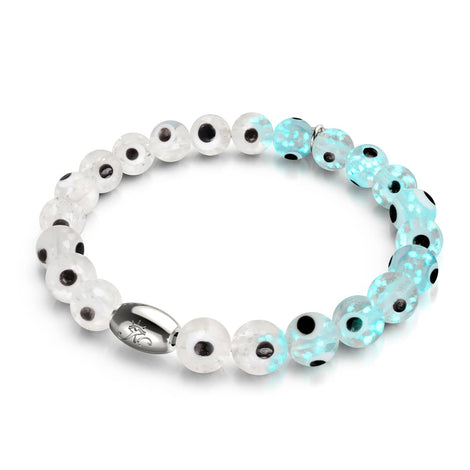 White | .925 Sterling Silver | Firefly Glass Evil Eye Bracelet