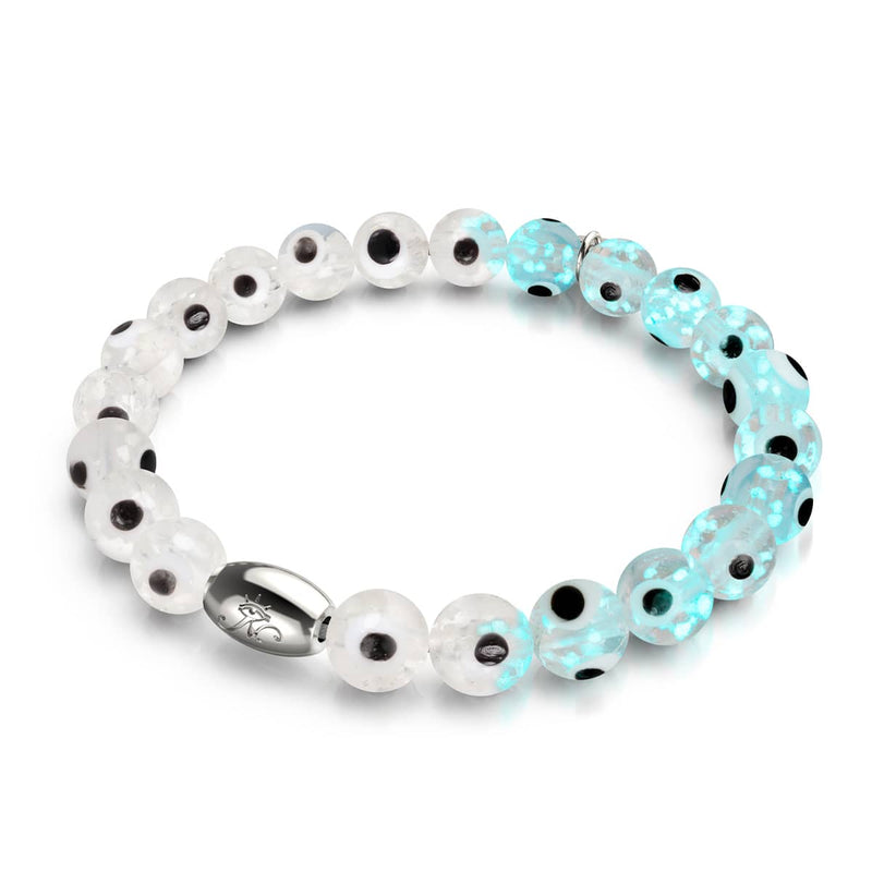 White | .925 Sterling Silver | Firefly Glass Evil Eye Bracelet