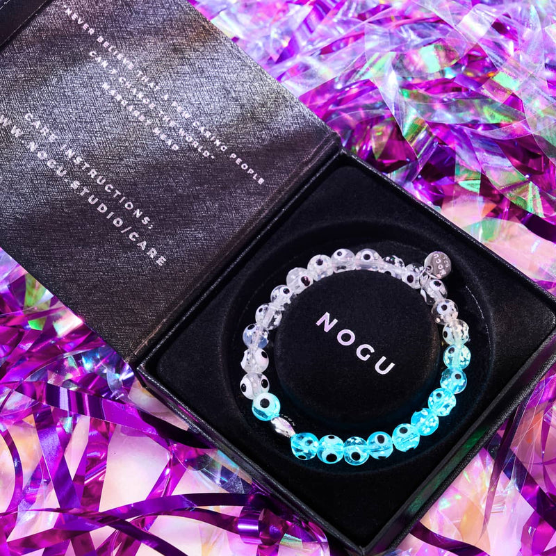 White | .925 Sterling Silver | Firefly Glass Evil Eye Bracelet