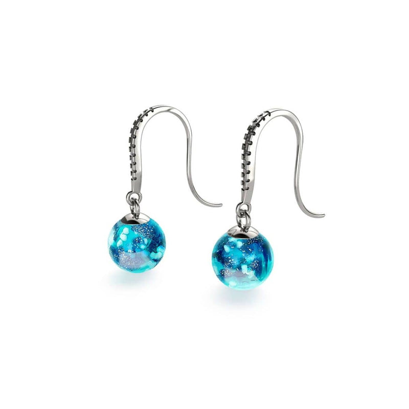 Aigue-marine | Argent sterling .925 | Boucles d'Oreilles Huggie Verre Luciole