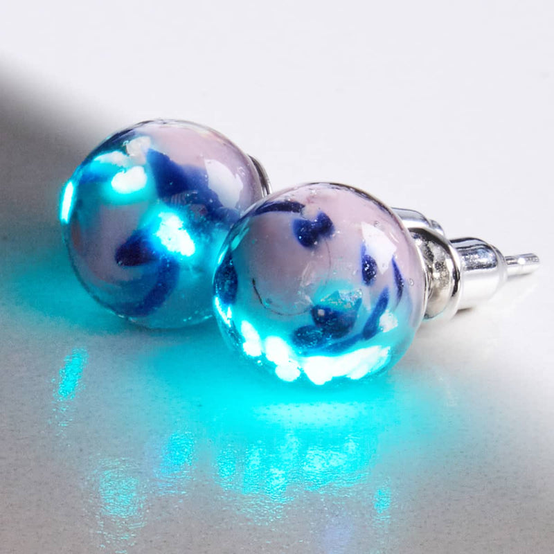 Boucles d'oreilles à tige en verre Firefly | Argent sterling 925 | Iris bleu