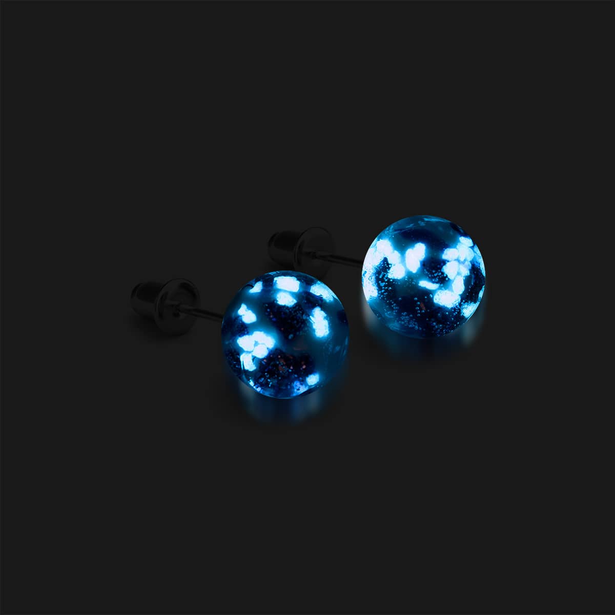 Boucles d'oreilles à tige en verre Firefly | Argent sterling 925 | Iris bleu