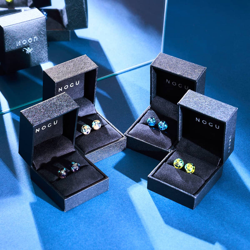 Boucles d'oreilles à tige en verre Firefly | Argent sterling 925 | Limoncello bleu