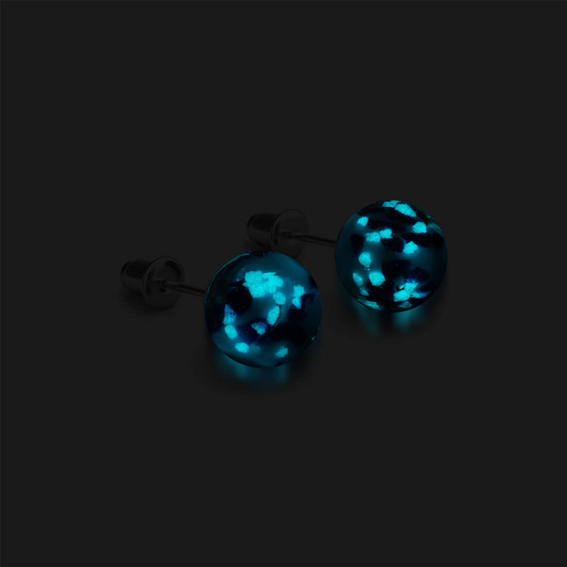 Boucles d'oreilles à tige en verre Firefly | Argent sterling 925 | Blue Seaspray