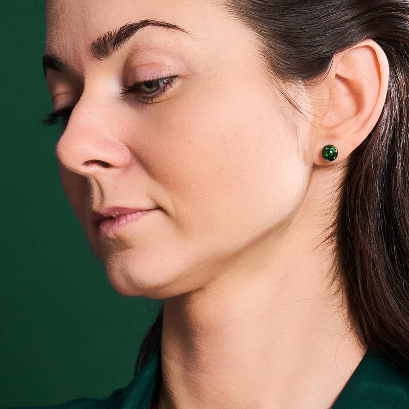 Boucles d'oreilles à tige en verre Firefly | Argent sterling 925 | Trèfle bleu