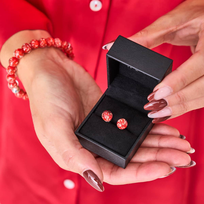 Pourpre | Argent sterling .925 | Boucles d'Oreilles Tiges Verre Luciole