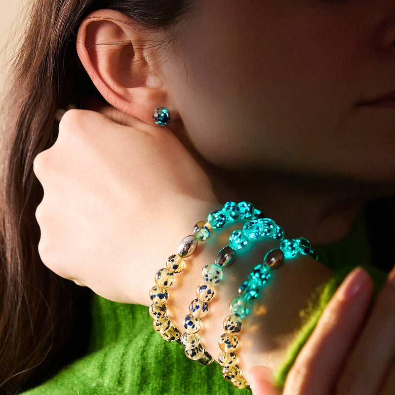 Boucles d'oreilles à tige en verre Firefly | Argent sterling 925 | Flamme en grès