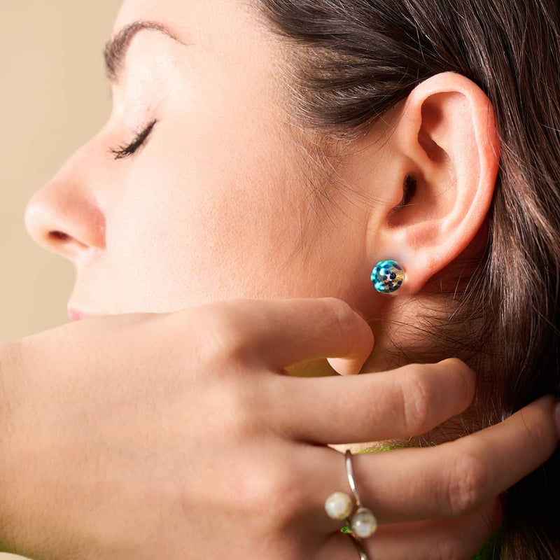 Boucles d'oreilles à tige en verre Firefly | Argent sterling 925 | Flamme en grès