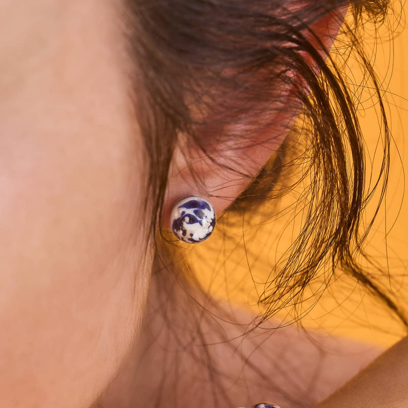 Boucles d'oreilles à tige en verre Firefly | Argent sterling 925 | Vagues étoilées