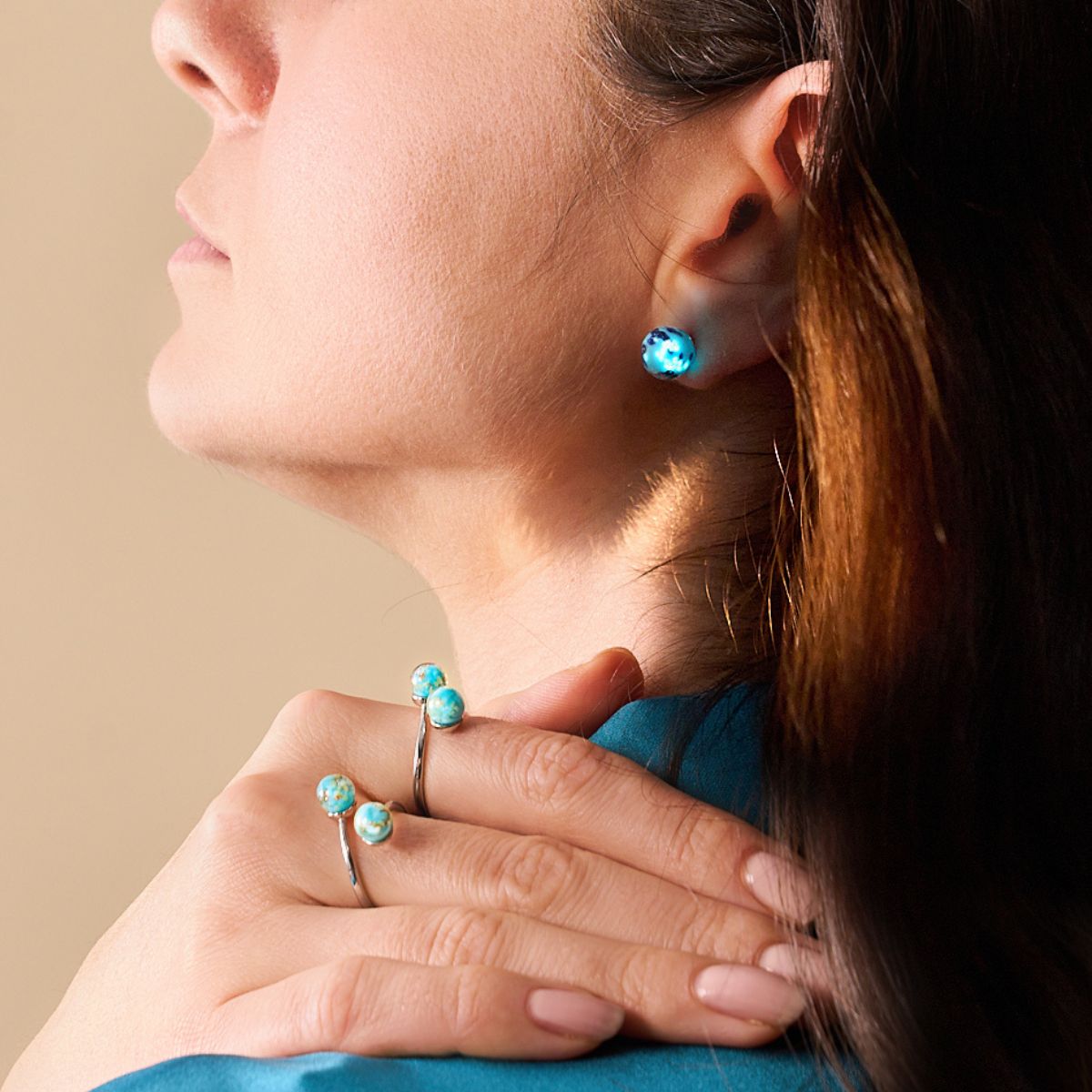 Boucles d'oreilles à tige en verre Firefly en argent sterling 925 et topaze