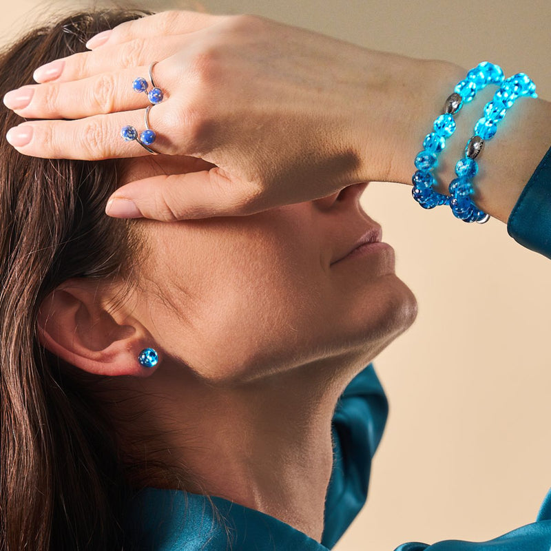 Boucles d'oreilles à tige en verre Firefly en argent sterling 925 et topaze