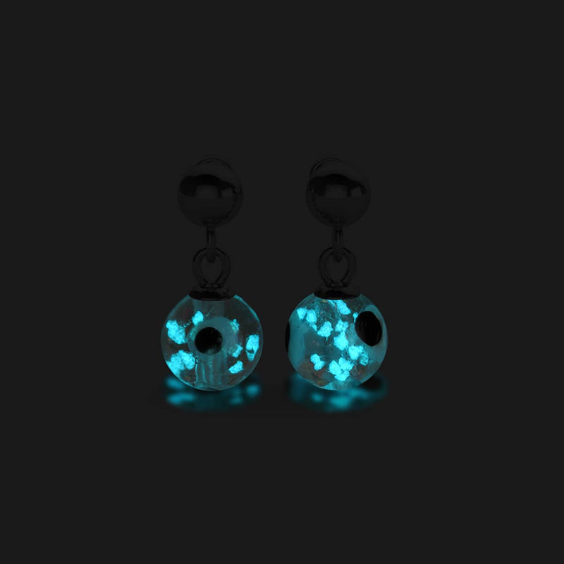 Boucles d'oreilles à tige en forme de goutte d'eau en verre Firefly Evil Eye en argent sterling 925 blanc